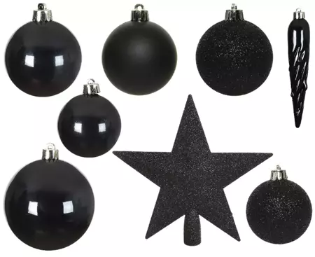 KERSTBALLEN MIX+PIEK 33ST ZWART