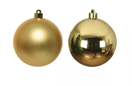 KERSTBALLEN KUNSTSTOF MIX ROND | GOUD | 8CM | 6ST