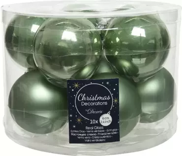 Decoris kerstballen saliegroen glas 6cm 10st