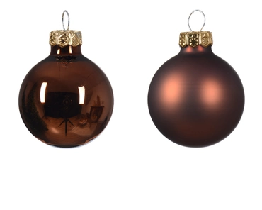 Decoris kerstballen set glas 16st espresso 3,5cm - afbeelding 2