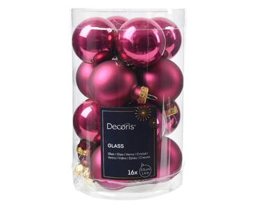 Decoris kerstballen set glas 16st granaatappel 3,5cm - afbeelding 1