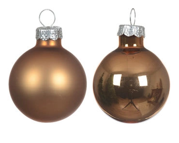 Decoris kerstballen set glas 16st pecannoot bruin 3,5cm - afbeelding 2