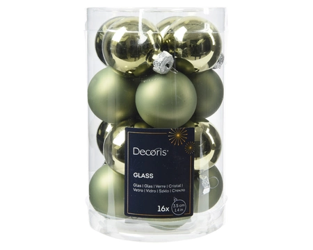 Decoris kerstballen set glas 16st Rosemarijn 3,5cm - afbeelding 1