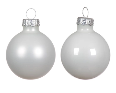 Decoris kerstballen set glas 16st winterwit 3,5cm - afbeelding 2