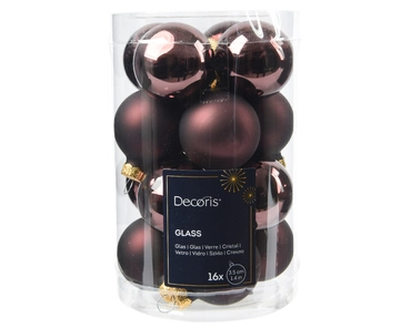 Decoris kerstballen set glas 16st Zwarte truffel 3,5cm - afbeelding 1