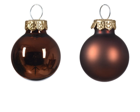 Decoris kerstballen set glas 24st espresso 2,5cm - afbeelding 2