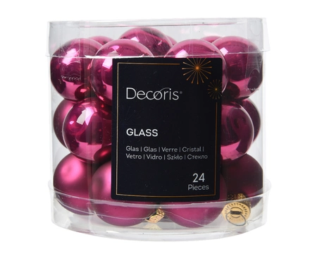 Decoris kerstballen set glas 24st Granaatappel 2,5cm - afbeelding 1