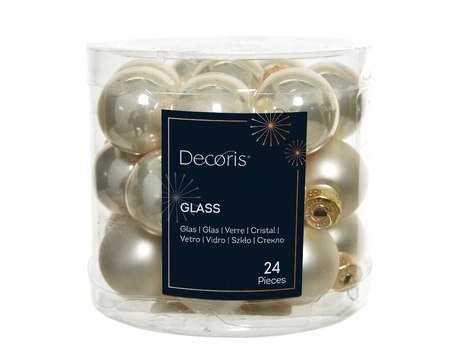 Decoris kerstballen set glas 24st parel 2,5cm