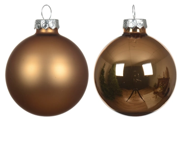 Decoris kerstballen set glas 24st pecannoot bruin 2,5cm - afbeelding 2