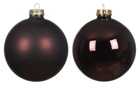 Decoris kerstballen set glas 24st Zwarte truffel 2,5cm - afbeelding 2