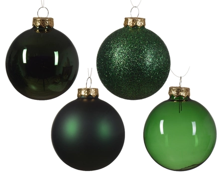 Decoris kerstballen set Glas 42st dennengroen 5-6-7cm - afbeelding 2