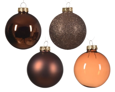 Decoris kerstballen set Glas 42st espresso 5-6-7cm