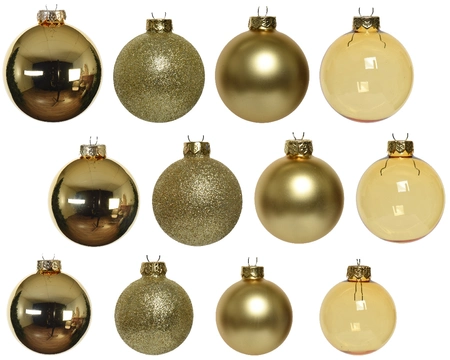 Decoris kerstballen set Glas 42st Goud 5-6-7cm