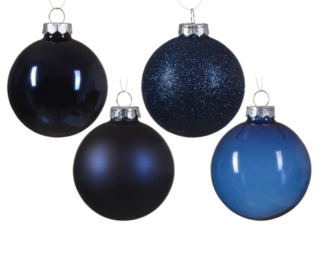 Decoris kerstballen set Glas 42st nachtblauw 5-6-7cm - afbeelding 2