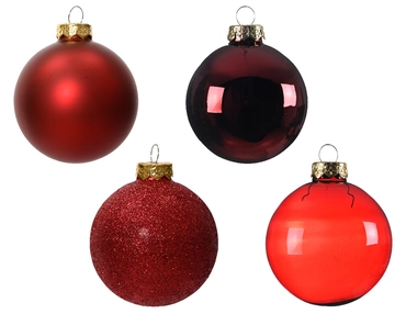 Decoris kerstballen set Glas 42st ossenbloed 5-6-7cm - afbeelding 2