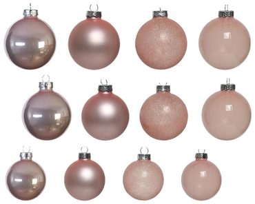 Decoris kerstballen set Glas 42st poederroze 5-6-7cm - afbeelding 2