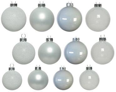 Decoris kerstballen set Glas 42st winterwit 5-6-7cm