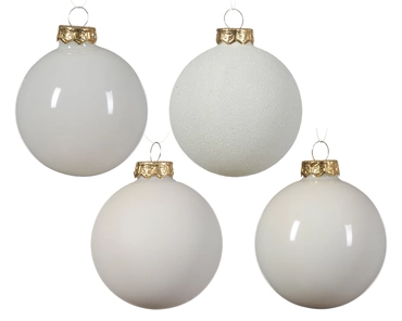 Decoris kerstballen set Glas 42st wolwit 5-6-7cm - afbeelding 2