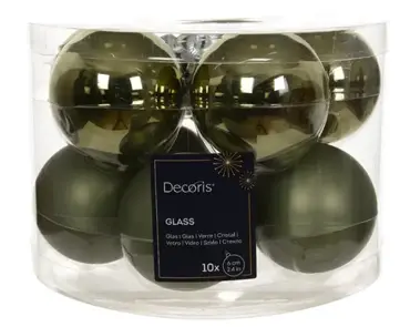 Decoris kerstballen set glas 6cm 10st rosemarijn