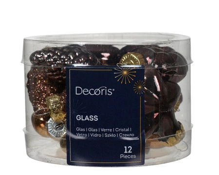 Decoris kerstballen set glas Groen 12st 2x4x4cm