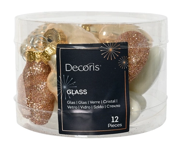 Decoris Kerstballen set Glas mini parel 12st