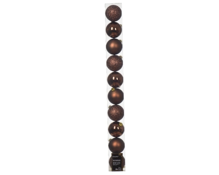 Decoris kerstballen set plastic 10st espresso 6cm - afbeelding 1