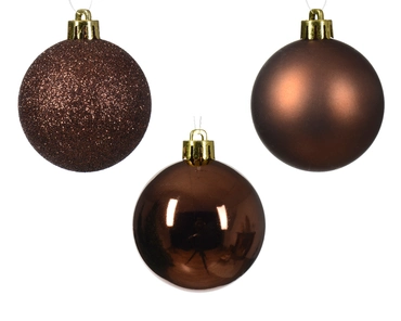 Decoris kerstballen set plastic 10st espresso 6cm - afbeelding 2