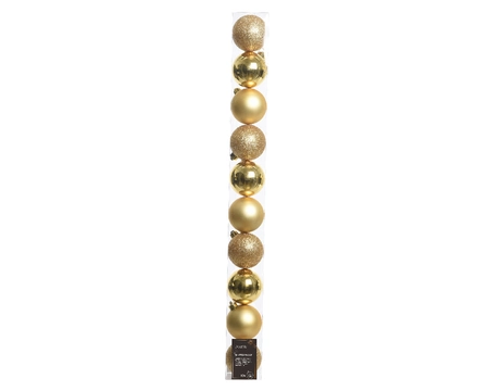 Decoris kerstballen set plastic 10st licht goud 6cm