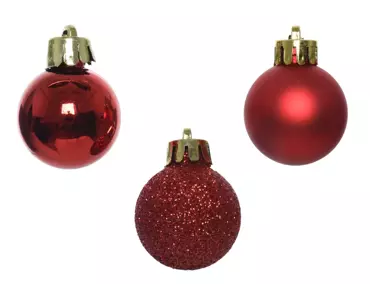 Decoris kerstballen set plastic 14st kerstrood 3cm