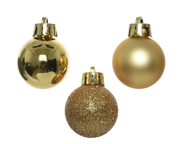 Decoris kerstballen set plastic 14st licht goud 3cm - afbeelding 3