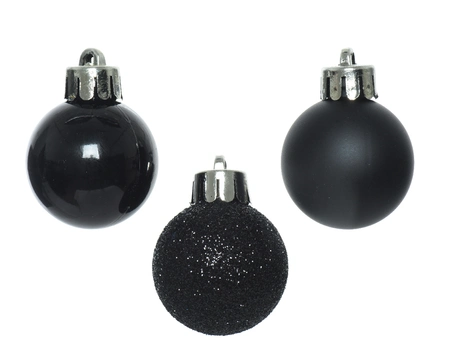 Decoris kerstballen set plastic 14st Zwart 3cm