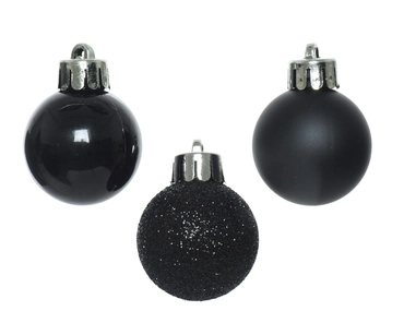 Decoris kerstballen set plastic 14st Zwart 3cm