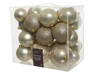 Decoris kerstballen set Plastic 26st parel 6-8-10cm - afbeelding 1