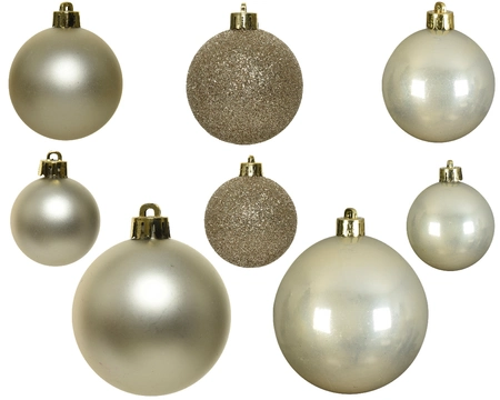 Decoris kerstballen set Plastic 26st parel 6-8-10cm - afbeelding 2