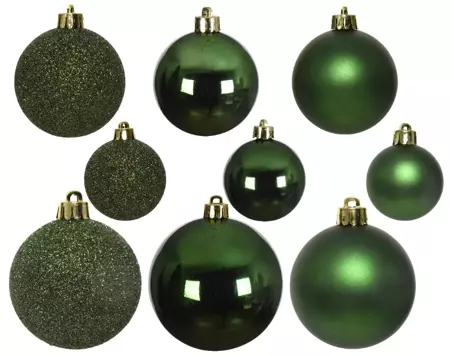 DONKER GROENE KERSTBALLEN MIX | 4 - 5 - 6 CM