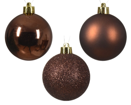 Decoris kerstballen set Plastic 30st espresso 4-5-6cm