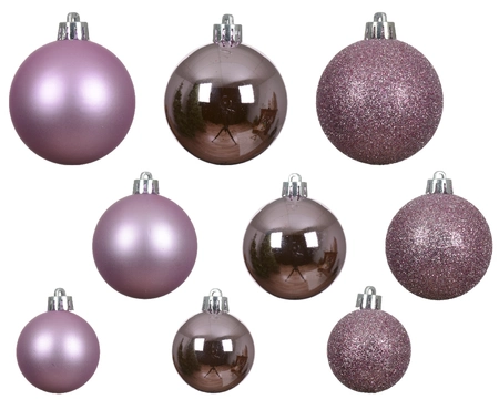 Decoris kerstballen set Plastic 30st fris lila 4-5-6cm - afbeelding 2