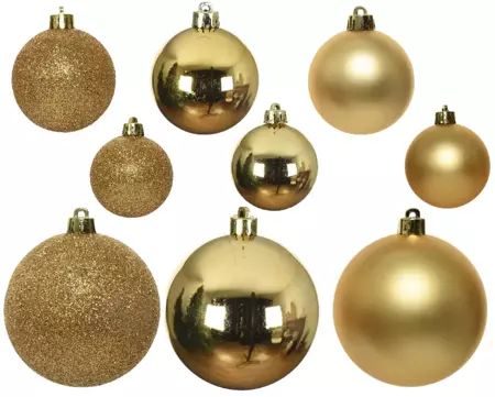 Decoris kerstballen set Plastic 30st Goud 4-5-6cm