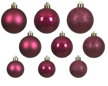 Decoris kerstballen set Plastic 30st granaatappel 4-5-6cm