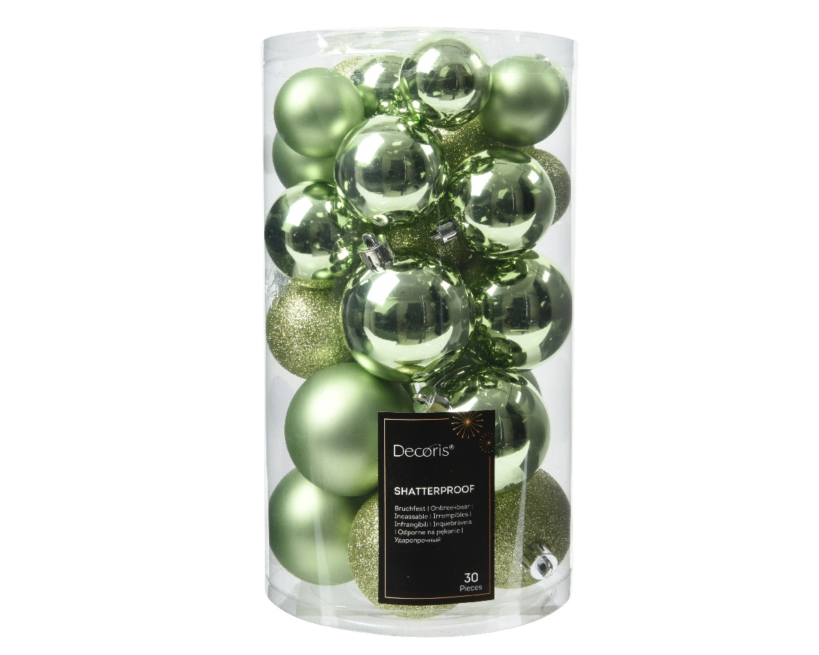 Decoris kerstballen set Plastic 30st groene thee 4-5-6cm