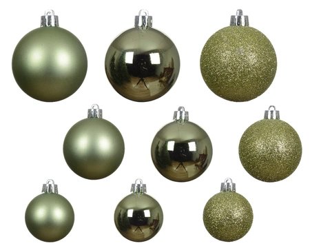 Decoris kerstballen set Plastic 30st groene thee 4-5-6cm