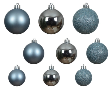 Decoris kerstballen set Plastic 30st ijsblauw 4-5-6cm - afbeelding 2