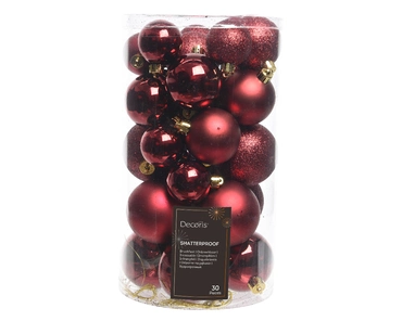 DONKER RODE KERSTBALLEN MIX | 4 - 5 - 6 CM