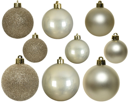 Decoris kerstballen set Plastic 30st Parel 4-5-6cm