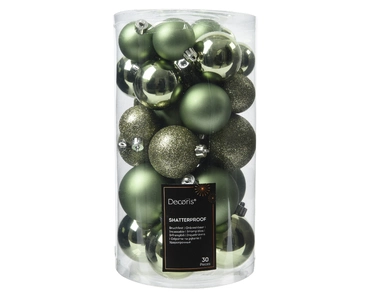 Decoris kerstballen set Plastic 30st rosemarijn 4-5-6cm - afbeelding 1