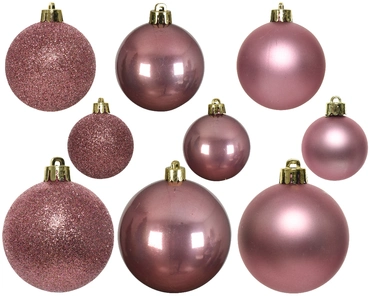 Decoris kerstballen set Plastic 30st Roze 4-5-6cm