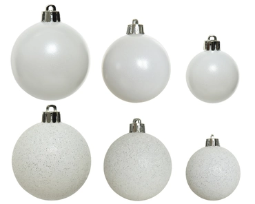 Decoris kerstballen set Plastic 30st winterwit 4-5-6cm