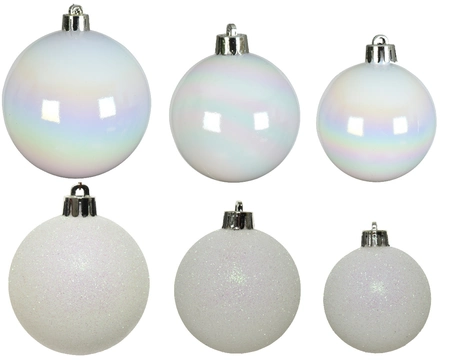 Decoris kerstballen set Plastic 30st Wit/iris 4-5-6cm