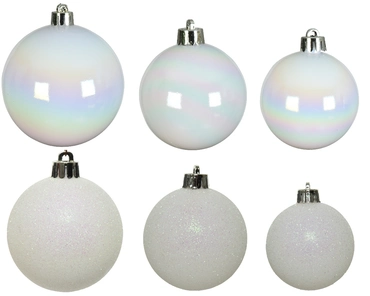 Decoris kerstballen set Plastic 30st Wit/iris 4-5-6cm