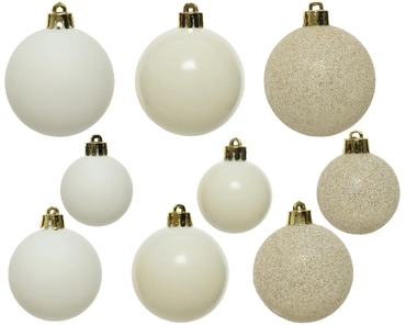 Decoris kerstballen set Plastic 30st wolwit 4-5-6cm - afbeelding 3